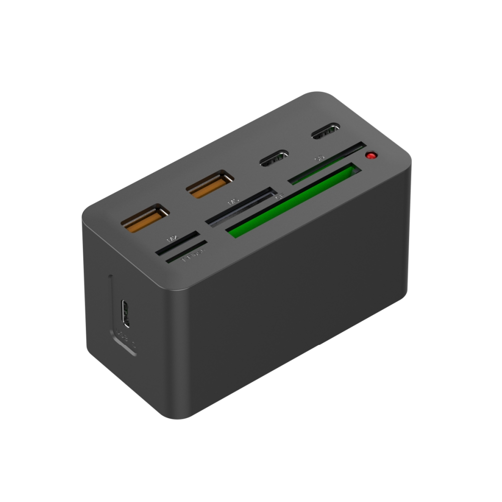 All-in-one USB Type C Card Reader + 4-port 10Gbps Hub Combo